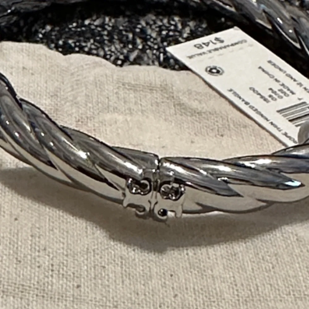 Tory Burch Silver Twisted Bangle - Picture 7 of 9